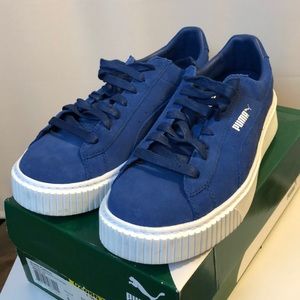 Blue Suede Puma Platform Sneaker. Women Size 8.5. Pre Loved